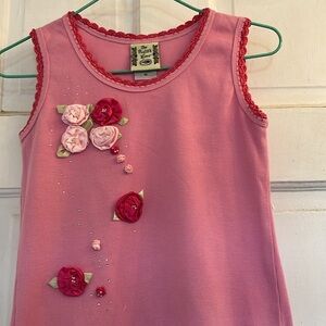 English Roses girls pink embellished tank top that fits size 10-12